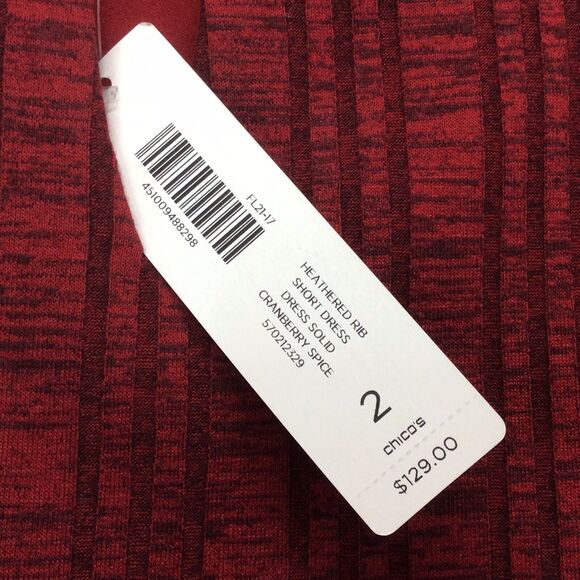 Chico's Tunic Dress Women's Size 2 (M/12) Red Ribbed Key Hole Neck 3/4 Sleeves - Picture 6 of 11